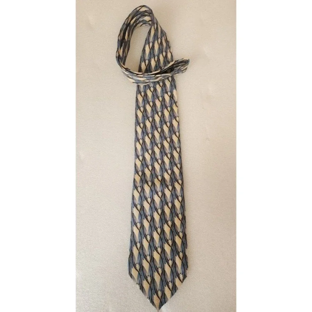 Stonehenge Margarita Cocktail Club Mens Neck Tie 100% Silk Geometric Vintage 90s